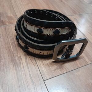 Mark Nason Designer Distressed Studded Leather Belt Mens 34 RARE